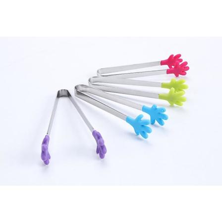 Mini Tongs, Handformade Silikon Socker Tångar Is Tångar Mat Tångar, Rostfritt Stål Små Serveringstångar, För Supermarket Söta Godis Kaffe Is Hink B