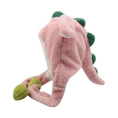 Dinosaur plysjhatt, ørebevegelig hoppende hatt, hoppende hatt morsom plysjdyrhatt for kvinner jenter(rosa)