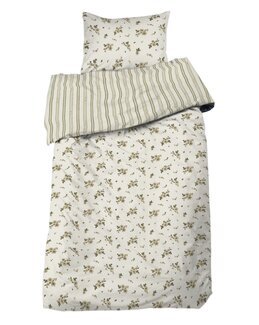 Sengesett Krepp Stina blomstrete 2 deler Beige