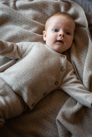 Strickjacke Kaschmir - 74 - kinderbekleidung - beige - Polarn O. Pyret