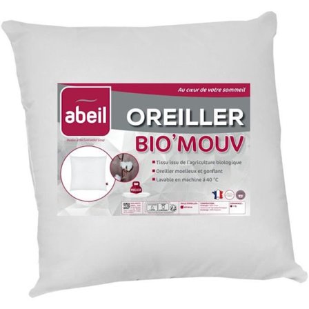 Set med 2 anti-kvalsterkuddar - 60 x 60 cm - 100% ekologisk bomull - ABEIL