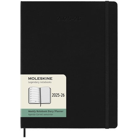 Diary 18M WeekNote Hard Cover XL Black