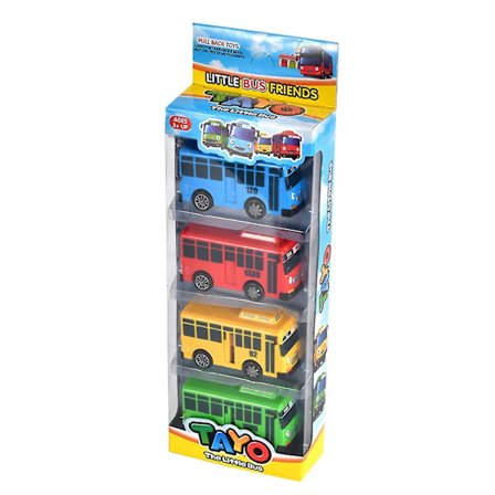 4st Little Bus Tayo Toy, Little Bus Tayo Car Toy Set, dra tillbaka Mini Cars For Friend Mini (tayo Rogi Gani Rani) [xh]