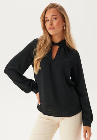 VILA Visurashil High Neck L/S TOP T Black Beauty Klær