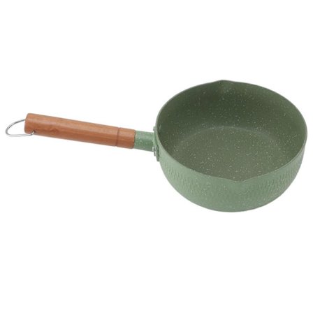Mjölkkanna med trähandtag, multifunktionell kastrull med platt botten av aluminiumlegering för hemkök, restaurang, grön, utan lock (FMY)