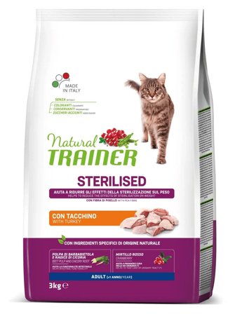 Natural Trainer Sterilised Crocchette Con Tacchino Per Gatti