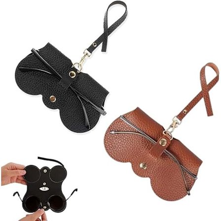 Soft Eyeglass Case, 2 Pieces Soft Leather Sunglasses Cases, Sunglasses Pouch, Sun Pouch, Eyeglass Holder for Women and Men (2 Colors)