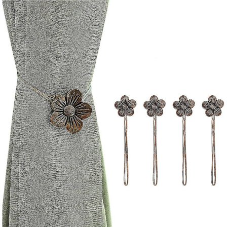 Vintage-tyylinen magneettinen verhoklipsu, 4 kpl Hartsi-kukkaverhon pidike Ikkunan verhon koristeellinen solkipidin Kotiin, Kahvilaan, Parvekkeelle - 