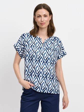 BRANDTEX - Bluse - Navy Mix - Mønstret