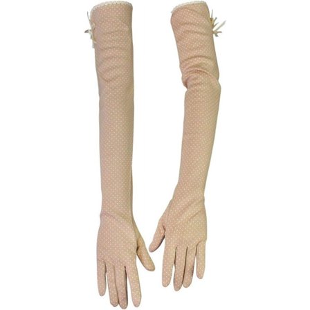 Letvægts Solhandsker til Kvinder - Sommer UV Beskyttelse - Lange Bomuldshandsker (Khaki)