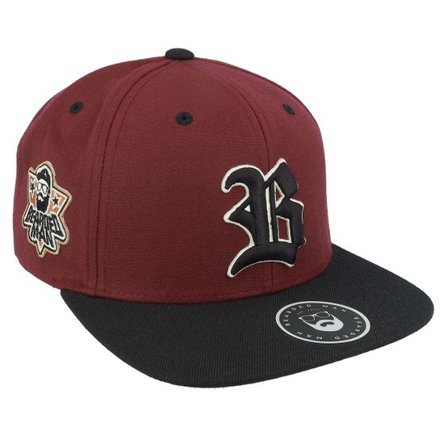 Bearded Man - Röd snapback Keps - 3D Sport Logo Side Patch Maroon/Black Snapback @ Hatstore