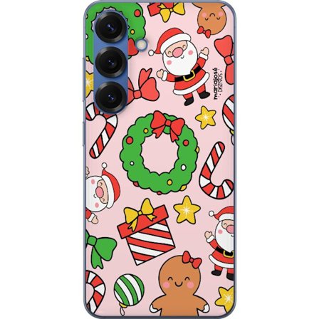 Kompatibel Mobilcover til Samsung Galaxy S25+ Julemønster med julemænd, slikstokke, kranser, gaver og søde figurer perfekt til et legende og farver