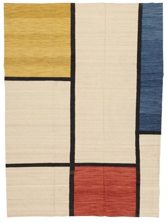 Handgeweven Kelim Moderne Vloerkleed 248X336 Beige/Zwart