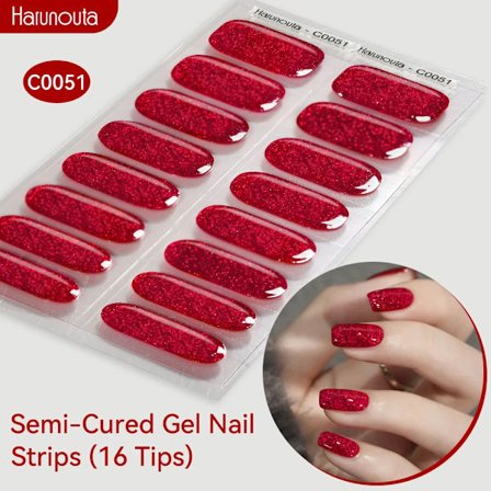 Gradient Auroras Semi-härdade Gel Nagelremsor Glittriga DIY Gel Polish Stickers för Naglar Fungerar med UV/LED Nagellampor