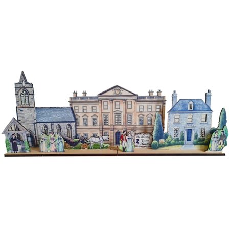 Jane Austen byscen i miniatyr för hylla Lägg till LED-lampor för att ge liv