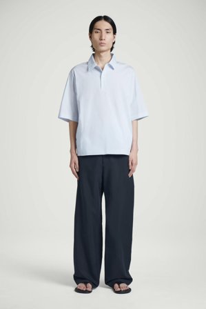 COS Cotton Popover Short-Sleeve Shirt in Blue - Men