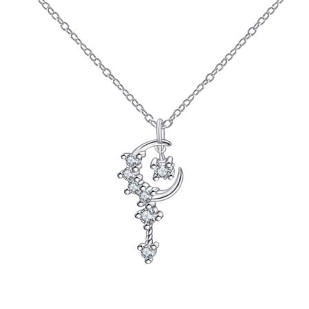 S925 Sterling Silver Lucky Moon Love Heart Halsband för Kvinnor
