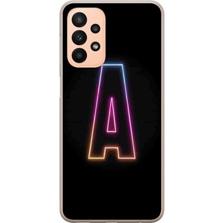 Yhteensopiva Puhelinkuori Samsung Samsung Galaxy A23 Minimalistinen neonkirjain A sateenkaarenvärisessä valossa mustaa taustaa vasten modernissa typ
