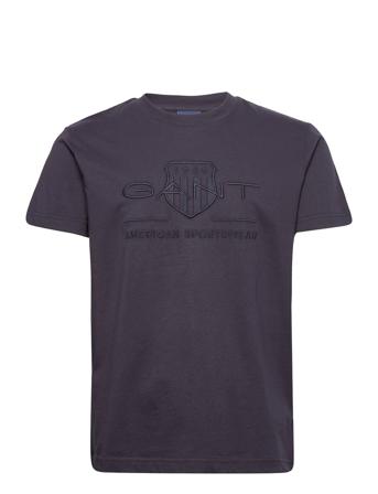 Reg Tonal Shield Ss T-Shirt T-shirt Sort GANT