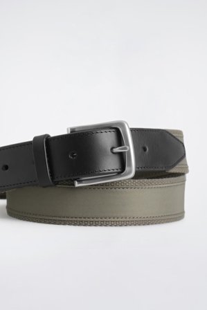 COS Homme Ceinture En Toile Bordée De Cuir in Beige