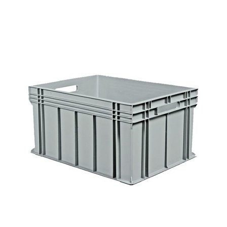 Schoeller Allibert Euroback 6440 Transportkasse grå, med håndtakshull 800x600x415 mm, Garasjeinnredning & oppbevaring