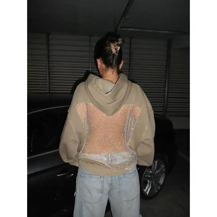 American Gothic Seksikäs Ontto Verkko Huppari Y2K Vaatteet Naisten Muoti Läpikuultava Villapaita Rento Pitkähihainen Takki