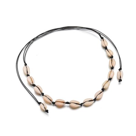 Choker Halsband med vita Snäckor - Svart