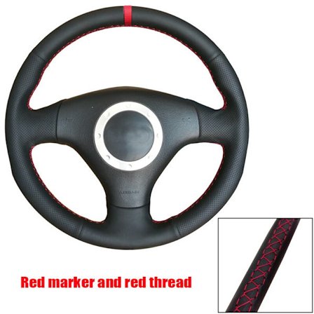 (Rød markør) Svart skinn rød markør bilrattdeksler for Audi A4 B6 2002 A3 3-eikers 2000 2001 2003 Audi TT 1999-2005