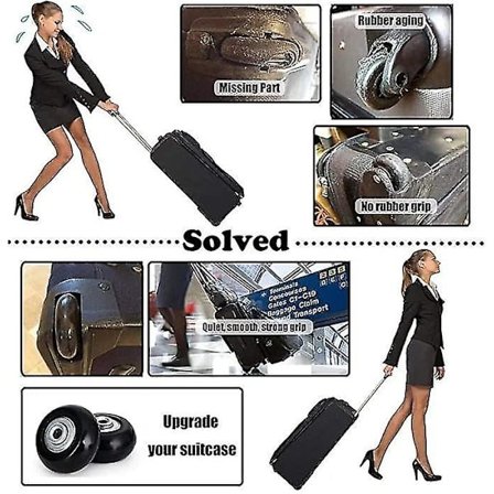 50mm Set med 4 Resväska Ersättningshjul Gummi Vagn Resväska Hjul Ersättningsdelar Svängbara Hjul Lager