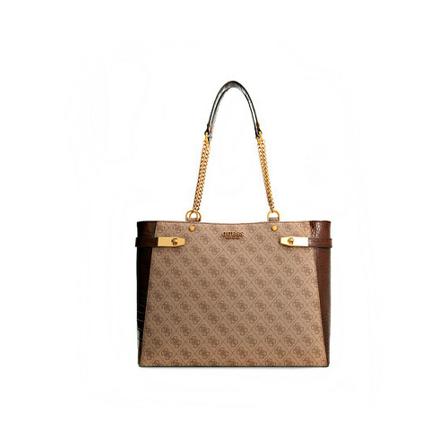 Guess Zadie 4g logo shopper brun, Dam Axelremsväskor, Dam, Storlek: ONE SIZE