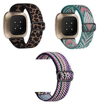 3-pack elastiska nylonarmband kompatibla med Fitbit Versa 3/Sense