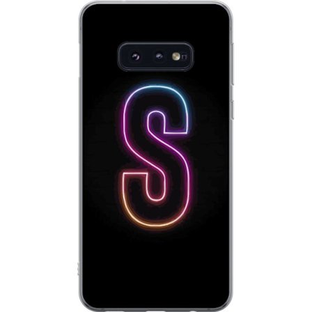 Kompatibelt Mobilskal till Samsung Samsung Galaxy S10e Neonbokstav S i lysande rosa och blå toner mot mörk bakgrund, stilren bokstavskonst med retro