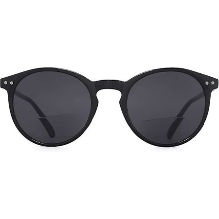 Bifokale solbriller læser retro runde stil læsebriller til kvinder mænd sort