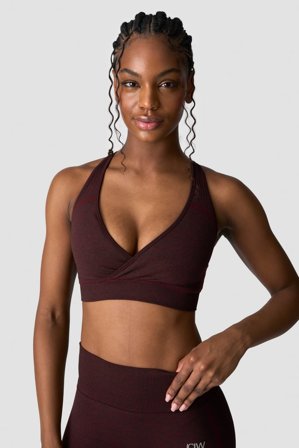 Soft Seamless Adjustable Sports Bra Burgundy Melange