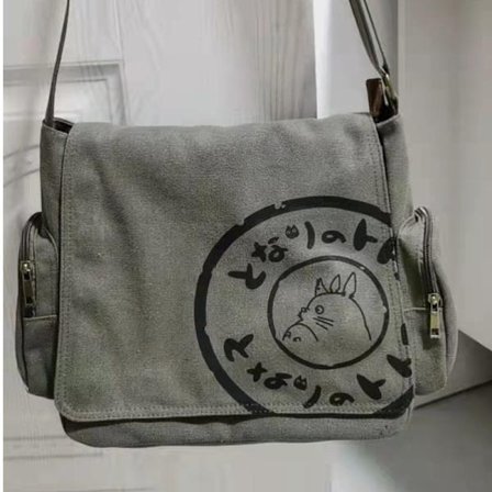 My Neighbour Totoro Canvas Messenger Bag Cartoon Student Book Messenger Bag med flera fickor