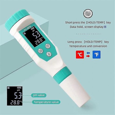 【PP】7 i 1 PH/Frisklor/ORP/EC/TDS/Salt/Temp PH-måler Pool Salinitetstester IP67 Vandtæt