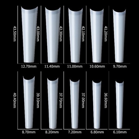 500 stk. Ekstra Lange Negletipper XXL Tilspidsede Firkantede Hvide - Perfekt