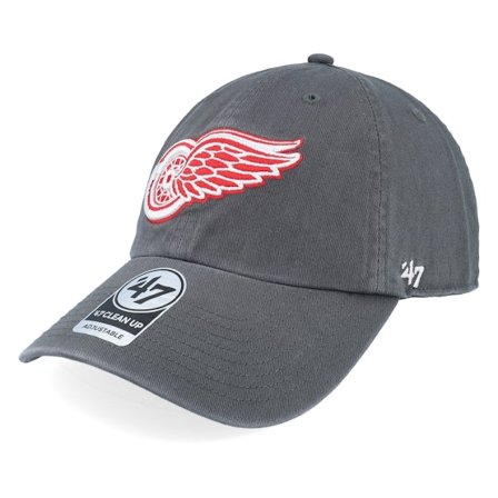 47 Brand - NHL Grå unconstructed Caps - Detroit Red Wings NHL Clean Up Cap Charcoal Dad Cap @ Hatstore