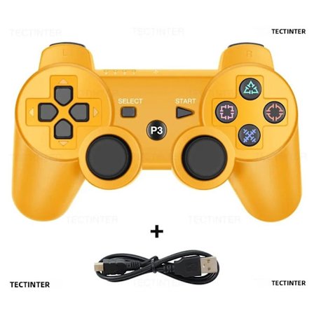 Guld Bluetooth-handkontroll för Sony PS3 Gamepad Trådlös SIXAXIS Joystick för PlayStation 3 med inkluderat batteri Kompatibel med Sony