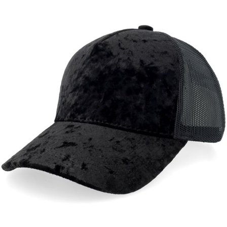 Equip - Svart trucker Keps - Velvet Black/Black A-frame Trucker @ Hatstore