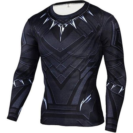 3D Superhelt Tettsittende Hurtigtørkende Elastisk Sports Cosplay T-skjorte Langermet Kaptein 1 Medium Panter M