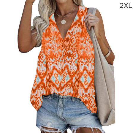 Damväst Printed Linne Ärmlös V-hals Casual