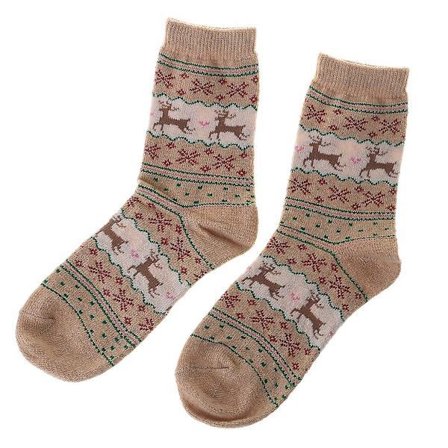 Dame Vinterstrømper Julegave Varme Uldstrømper Khaki