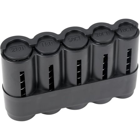 Euro Møntveksler, Holdbar Euro Møntholder i Plast med Automatisk Møntdispenser - Tjener Møntveksler, Taxachauffører og Gadesælgere (Sort)