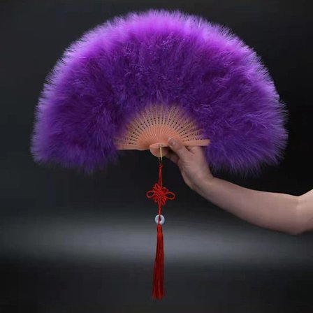 Feather Folding Fan Sweet Fairy Girl Gothic Court Dance Hand F