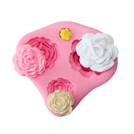 4 Størrelser Roser Kakedekorasjon 3D Silikon Fondantform