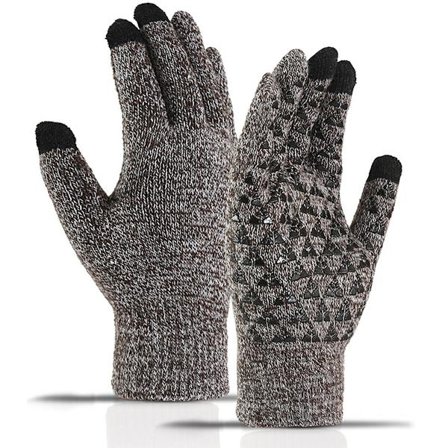 Agiferg Talvenkylmänkestävät neulotut käsineet, lämpimät pehmoiset paksunnetut kokosormikäsineet