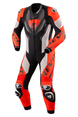 Motorrad-Lederanzug REV'IT! Hyperspeed 3 Air Hellgrau/Neon-Rot 46