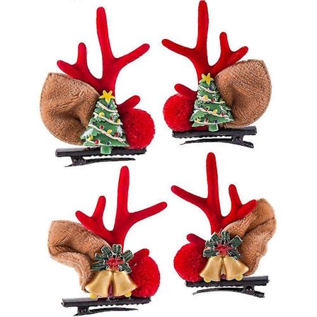 Julehårklemme - Søte horn øre-hårtilbehør kompatible med julefesten