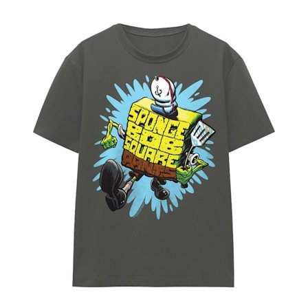 SvampBob Fyrkant Unisex Vuxen Bokstav T-Shirt S Kolgrå